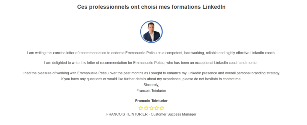 avis sur la formation social selling d'Emmanuelle Petiau 