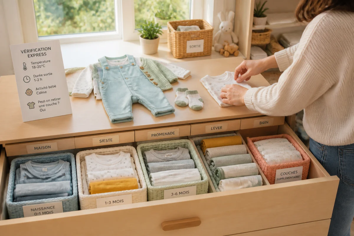 Bien choisir les vêtements de bébé avec une commode organisée par taille, saison et usage alldieweil